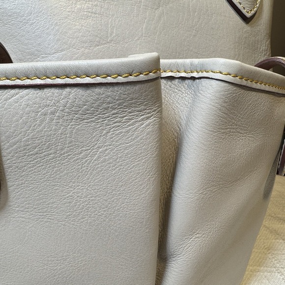Dooney & Bourke Florentine Vacchetta Small Pocket Satchel Gray Italian Leather - Picture 4 of 16